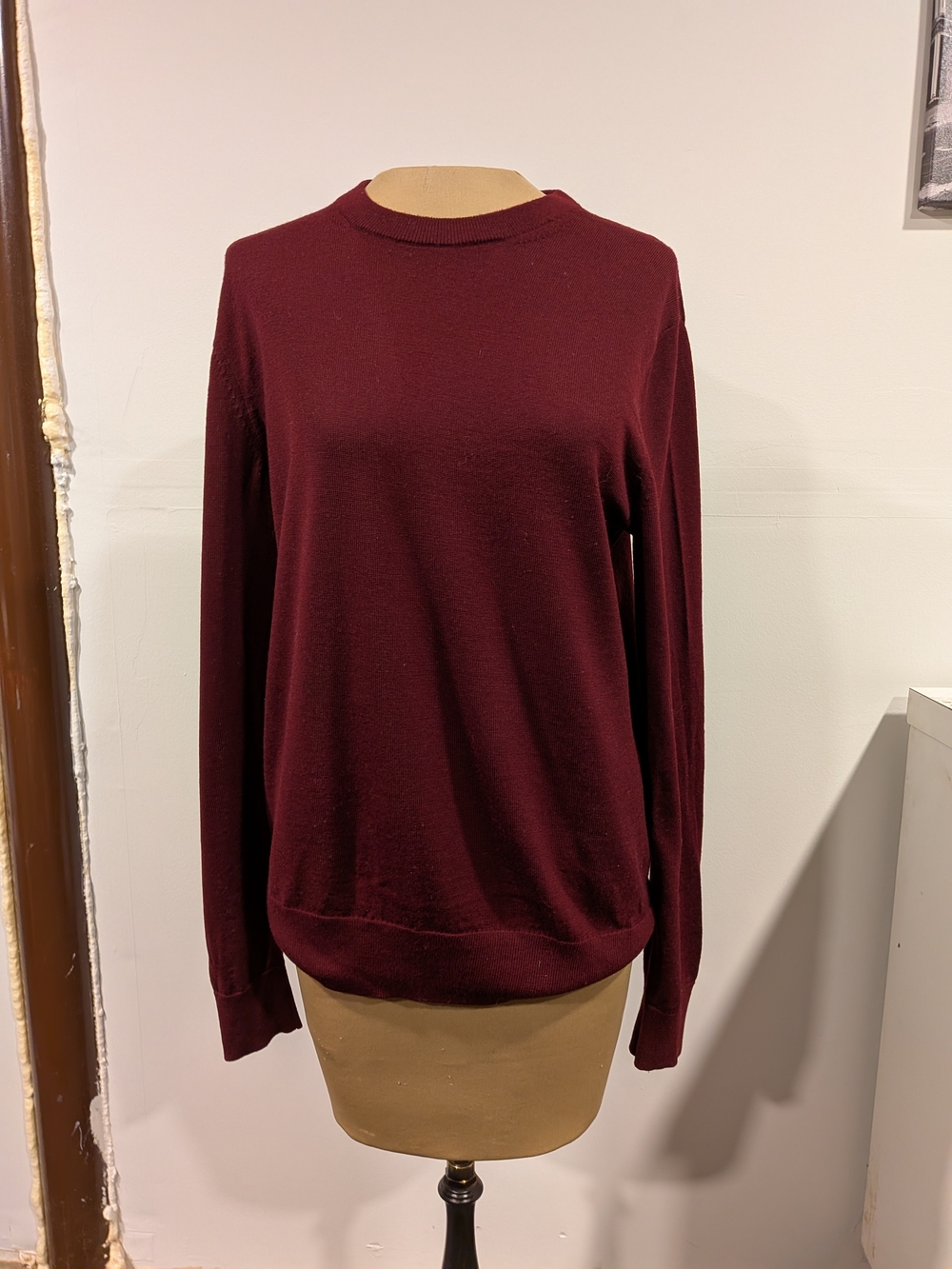 Merino Wool Crewneck Sweater - Burgundy